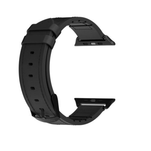 Ремешок SwitchEasy Hybrid для Apple Watch 7 41mm&1~6, SE 38/40mm. Материал: силикон/натуральная кожа. Цвет: черный