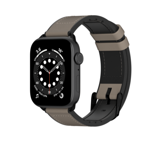 Ремешок SwitchEasy Hybrid для Apple Watch 7 45mm&1~6, SE 38/40mm. Материал: силикон/натуральная кожа. Цвет: серый