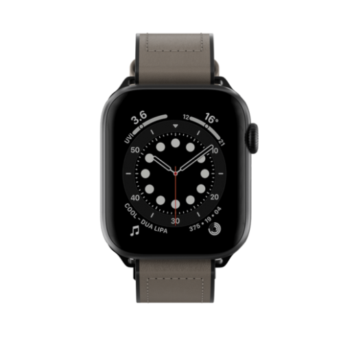 Ремешок SwitchEasy Hybrid для Apple Watch 7 45mm&1~6, SE 38/40mm. Материал: силикон/натуральная кожа. Цвет: серый