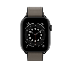 Ремешок SwitchEasy Hybrid для Apple Watch 7 45mm&amp;1~6, SE 38/40mm. Материал: силикон/натуральная кожа. Цвет: серый