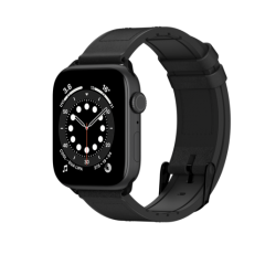 Ремешок SwitchEasy Hybrid для Apple Watch 7 45mm&amp;1~6, SE 42/44mm. Материал: силикон/натуральная кожа. Цвет: черный