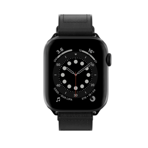 Ремешок SwitchEasy Hybrid для Apple Watch 7 45mm&1~6, SE 42/44mm. Материал: силикон/натуральная кожа. Цвет: черный