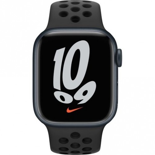 Часы Apple Watch Nike Series 7 GPS, 41mm Midnight Aluminium Case with Anthracite/Black Nike Sport Band,Корпус из алюминия цвета «темная ночь», спортивный ремешок Nike цвета антрацитовый/черный 41 мм 