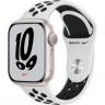 Часы Apple Watch Nike Series 7 GPS, 41mm Starlight Aluminium Case with Pure Platinum/Black Nike Sport Band,Корпус из алюминия цвета «сияющая звезда», спортивный ремешок Nike цвета чистая платина/ черный 41 мм