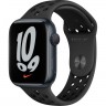 Часы Apple Watch Nike Series 7 GPS, 45mm Midnight Aluminium Case with Anthracite/Black Nike Sport Band,Корпус из алюминия цвета «темная ночь», спортивный ремешок Nike цвета антрацитовый/черный 45 мм 