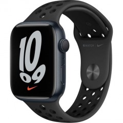 Часы Apple Watch Nike Series 7 GPS, 45mm Midnight Aluminium Case with Anthracite/Black Nike Sport Band,Корпус из алюминия цвета «темная ночь», спортивный ремешок Nike цвета антрацитовый/черный 45 мм 
