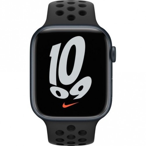 Часы Apple Watch Nike Series 7 GPS, 45mm Midnight Aluminium Case with Anthracite/Black Nike Sport Band,Корпус из алюминия цвета «темная ночь», спортивный ремешок Nike цвета антрацитовый/черный 45 мм 