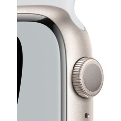 Часы Apple Watch Nike Series 7 GPS, 45mm Starlight Aluminium Case with Pure Platinum/Black Nike Sport Band,Корпус из алюминия цвета «сияющая звезда», спортивный ремешок Nike цвета чистая платина/ черный 45 мм