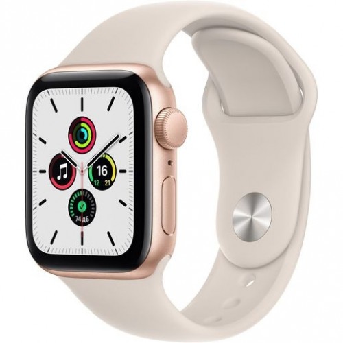 Часы Apple Watch SE GPS, 40mm Gold Aluminium Case with Starlight Sport Band, Корпус из алюминия золотого цвета, спортивный ремешок цвета «сияющая звезда» 40 мм