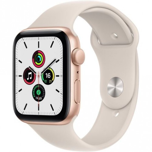 Часы Apple Watch SE GPS, 44mm Gold Aluminium Case with Starlight Sport Band,Корпус из алюминия золотого цвета, спортивный ремешок цвета «сияющая звезда» 44 мм