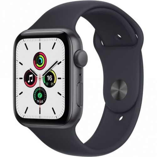 Часы Apple Watch SE GPS, 44mm Space Grey Aluminium Case with Midnight Sport Band,Корпус из алюминия цвета «серый космос», спортивный ремешок цвета «темная ночь» 44 мм 