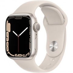 Часы Apple Watch Series 7 GPS, 41mm Starlight Aluminium Case with Starlight Sport Band,Корпус из алюминия цвета «сияющая звезда», спортивный ремешок цвета «сияющая заря» 41 мм 
