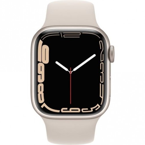 Часы Apple Watch Series 7 GPS, 41mm Starlight Aluminium Case with Starlight Sport Band,Корпус из алюминия цвета «сияющая звезда», спортивный ремешок цвета «сияющая заря» 41 мм 