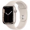 Часы Apple Watch Series 7 GPS, 45mm Starlight Aluminium Case with Starlight Sport Band,Корпус из алюминия цвета «сияющая звезда», спортивный ремешок цвета «сияющая заря» 45 мм 