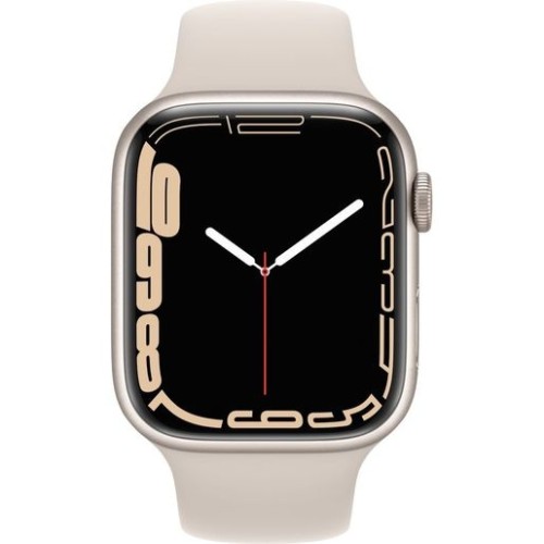 Часы Apple Watch Series 7 GPS, 45mm Starlight Aluminium Case with Starlight Sport Band,Корпус из алюминия цвета «сияющая звезда», спортивный ремешок цвета «сияющая заря» 45 мм 