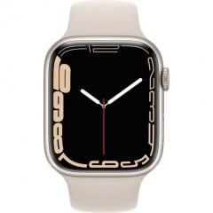 Часы Apple Watch Series 7 GPS, 45mm Starlight Aluminium Case with Starlight Sport Band,Корпус из алюминия цвета «сияющая звезда», спортивный ремешок цвета «сияющая заря» 45 мм 